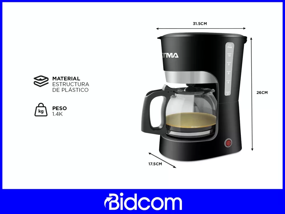 Cafetera De Filtro Atma Ca8143 Negra Semi Automática Color Negro - Imagen 2